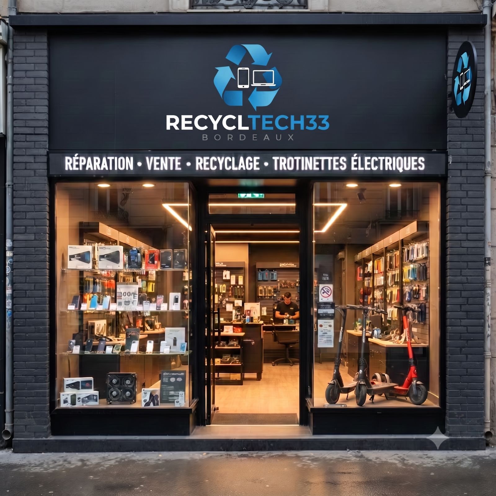 Devanture de l'atelier RecyclTech33 à Camblanes-et-Meynac